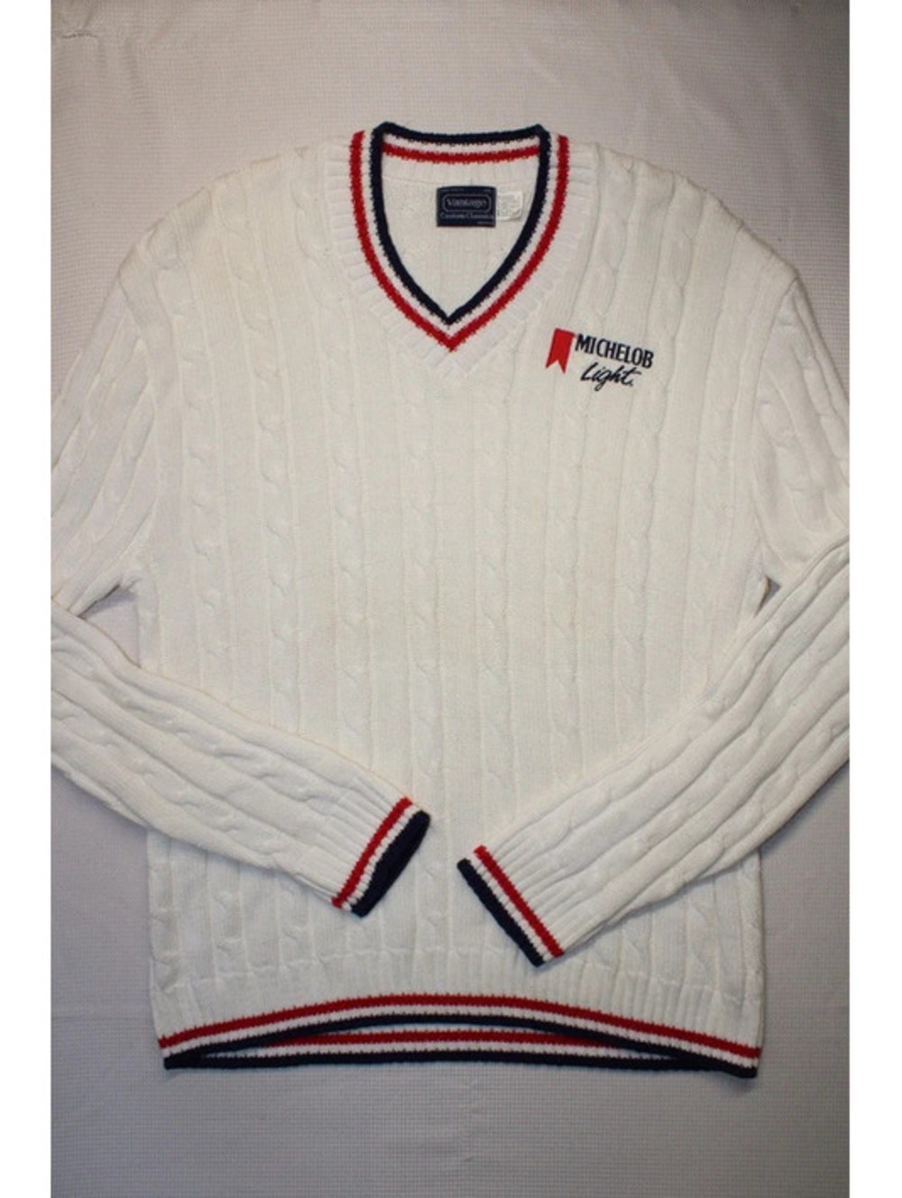 Vintage Vantage Michelob Cable Knit Golf Sweater Made in USA Men’s Sz XXL
